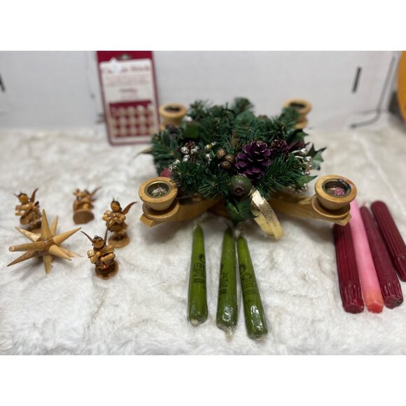 Alvin Preissler German w/standing angels Advent Candlelabrum with tealight natur - Picture 4 of 16